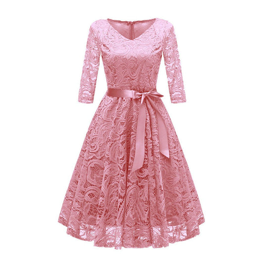Femmes - Robe de soirée en dentelle - Élégante coupe en V - Idéale pour les occasions spéciales